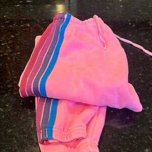 Aviator Nation Pink and Blue Jogger Pants small stain see pics